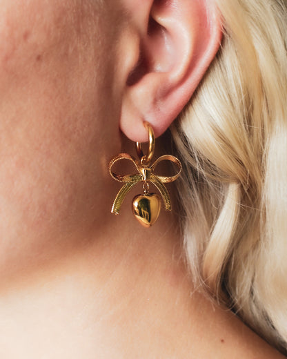 Beau Heart Bow Hoop Earrings bon femmes 1