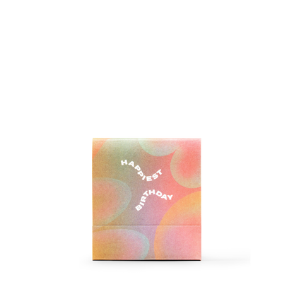 Gift box with 'Happiest Birthday' text on a white background