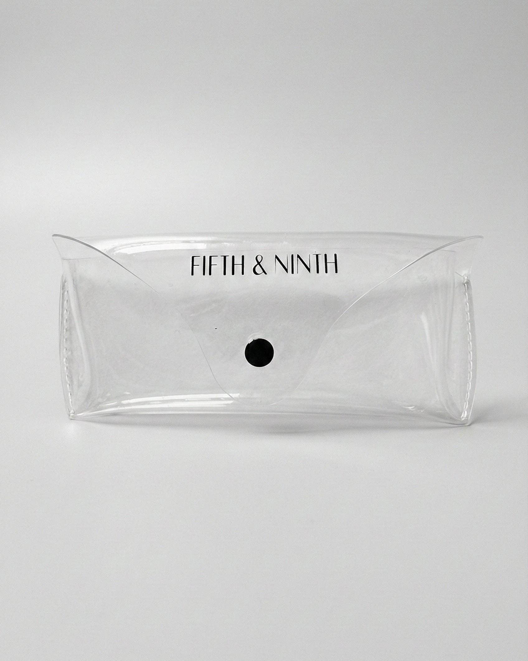 Clear pouch with 'Fifth & Ninth' branding on a white background