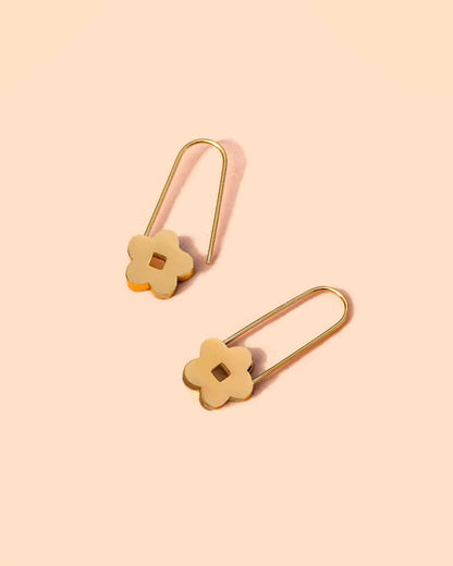 Blossom Safety Pin Hoop Earrings