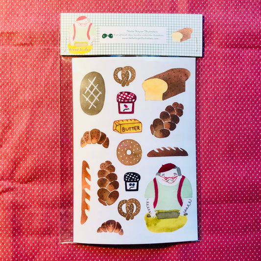 Bread Sticker Sheet Keiko Hayner croissant, baguette, pretzel