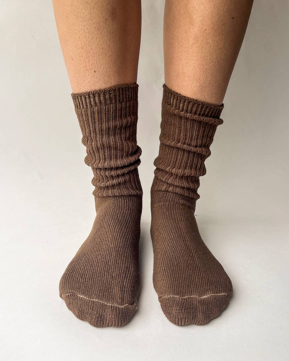 Brown Dyed Cotton Socks OkayOk