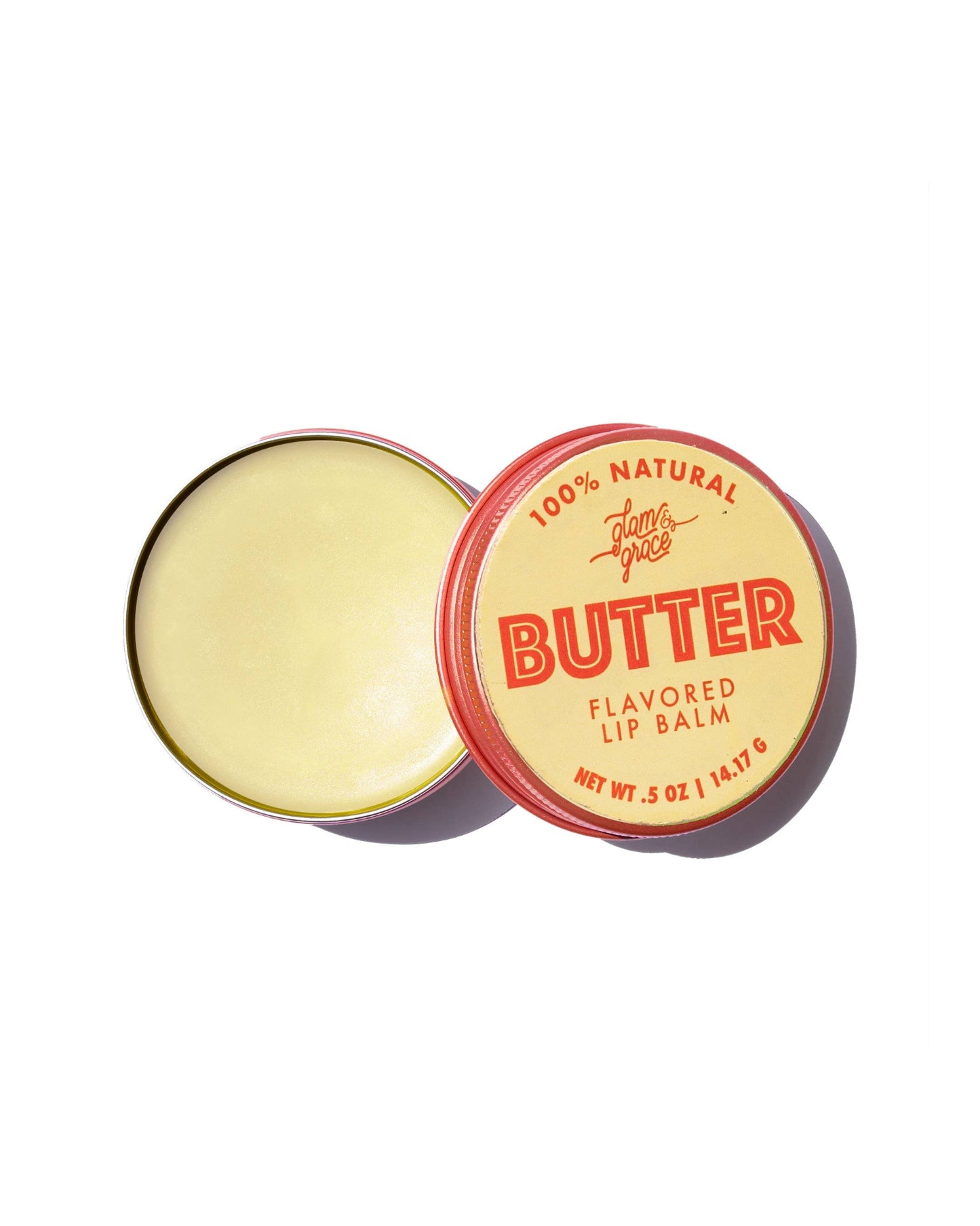 Lip balm container labeled 'Butter' with a white background