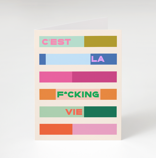 C'est La Vie Greeting Card Colorblock Colorful French