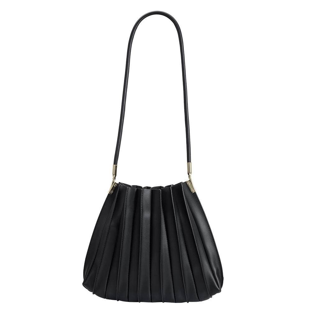 Carrie Black Pleated Shoulder Bag handbag, bag, 