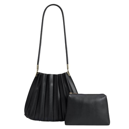 Carrie Black Pleated Shoulder Bag, handbag, melie bianco