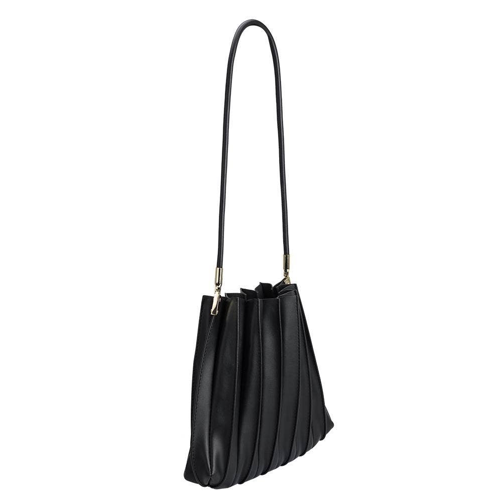 Carrie Black Pleated Shoulder Bag, melie bianco, hand bag