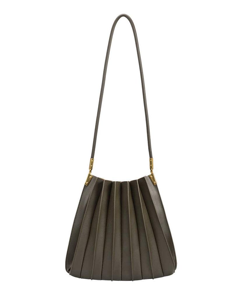 Carrie Olive Pleated Shoulder Bag