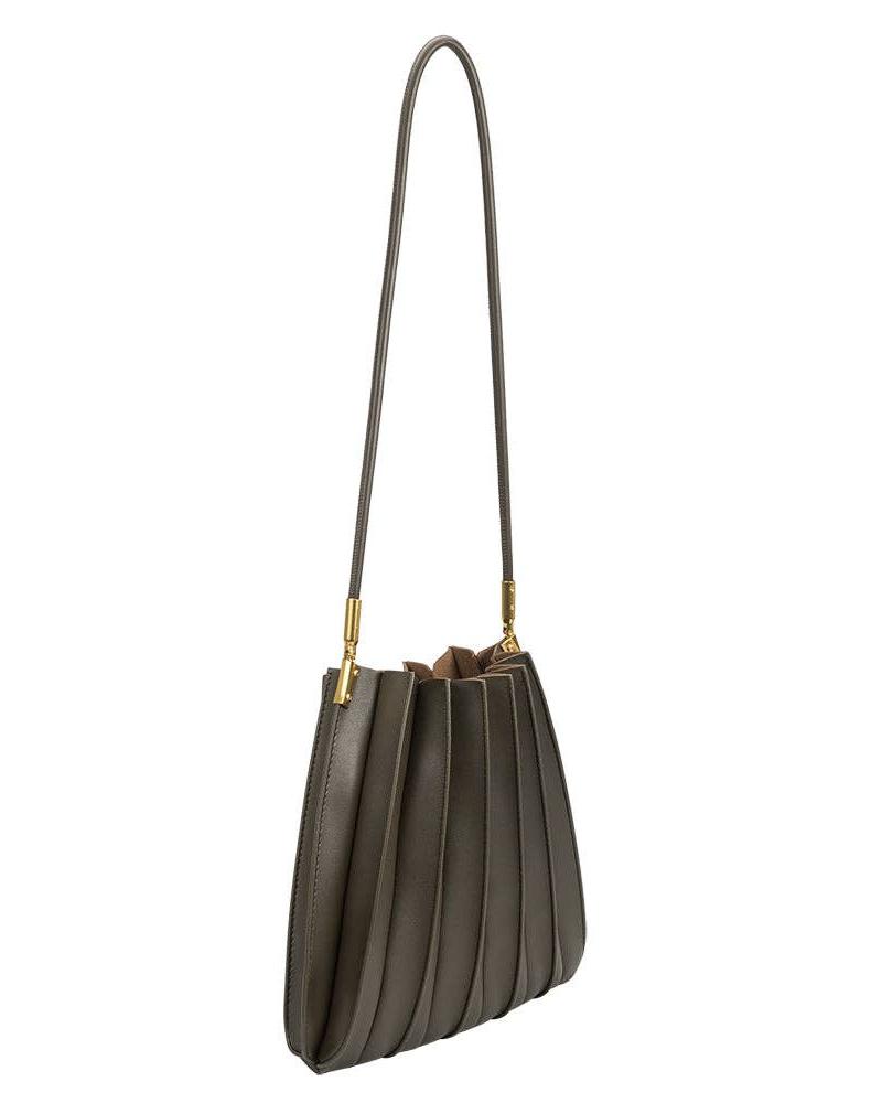 Carrie Olive Pleated Shoulder Bag