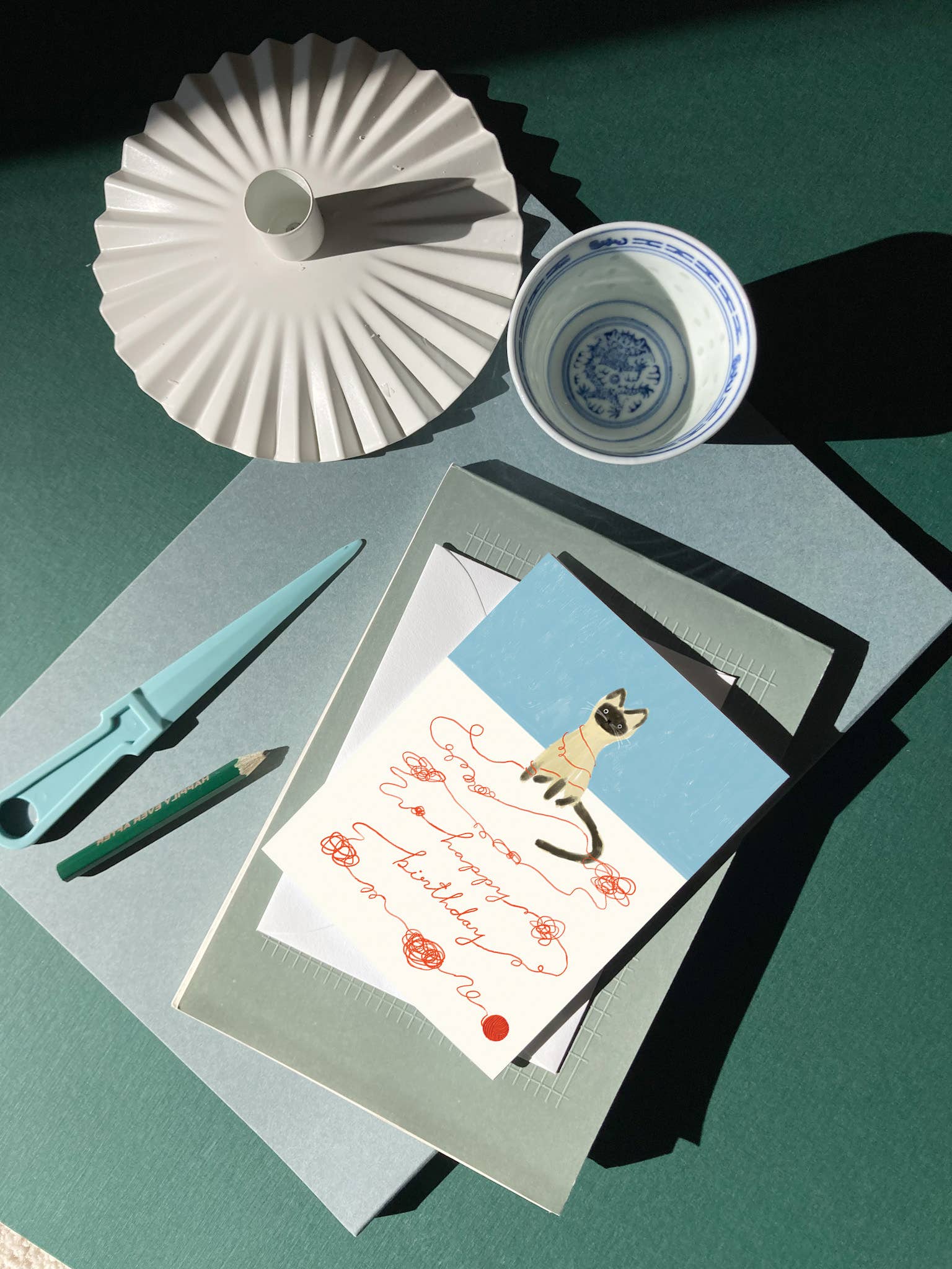 Cat String Birthday Greeting Card