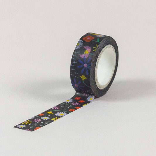 Chanson de Fleurs Black Floral Washi Tape