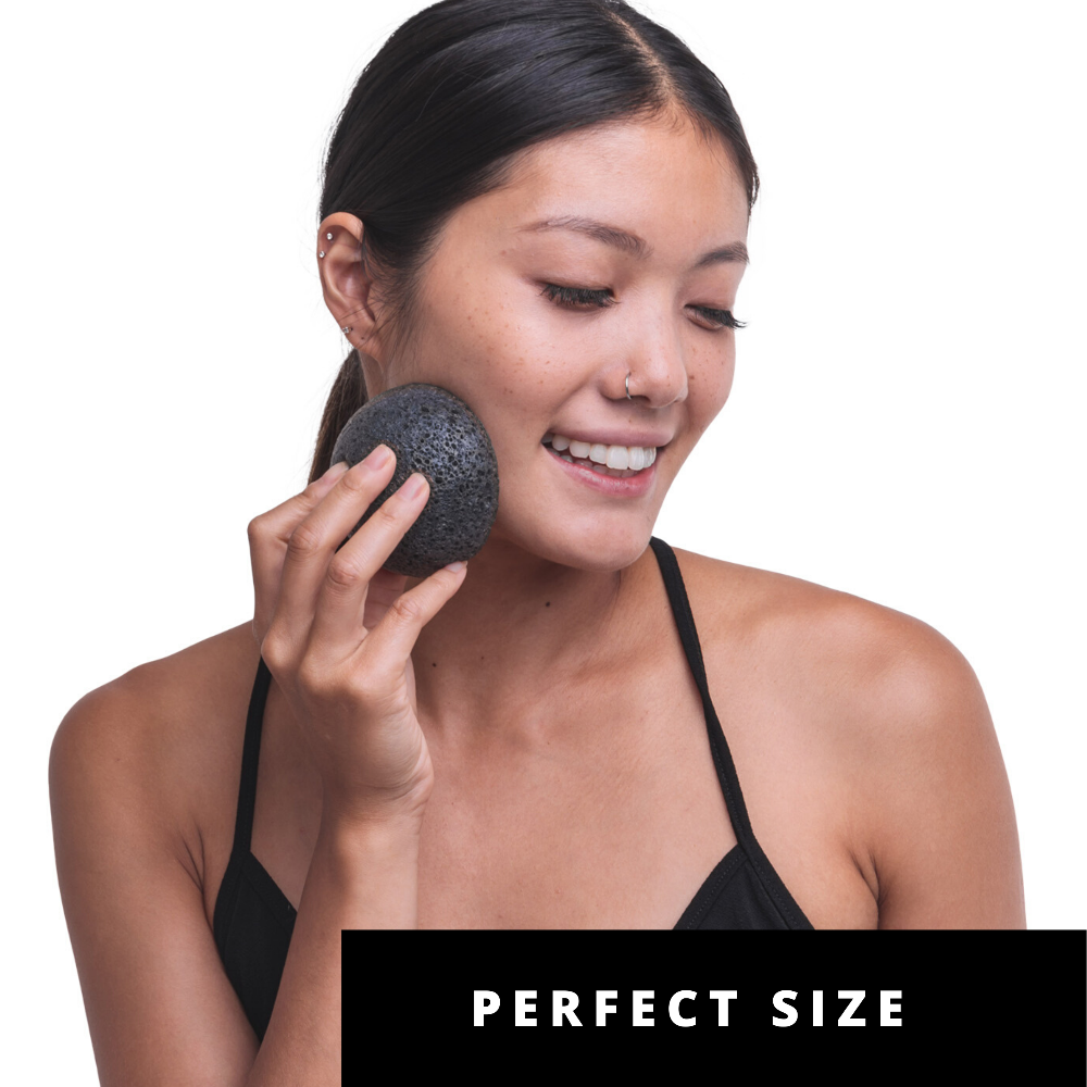 Charcoal Facial Konjac Sponge - Pure Sol, Face Buff, Bamboo Charcoal, Pore Purifying