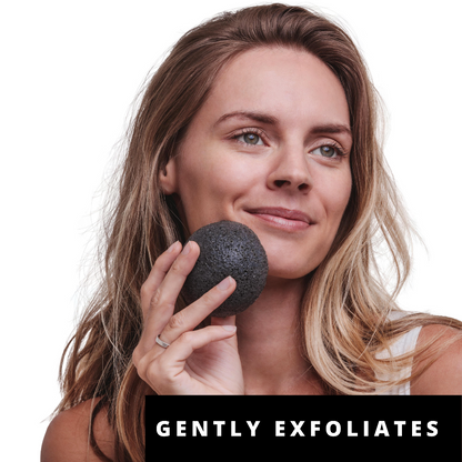 Charcoal Facial Konjac Sponge - Pure Sol, Face Buff, Bamboo Charcoal, Pore Purifying