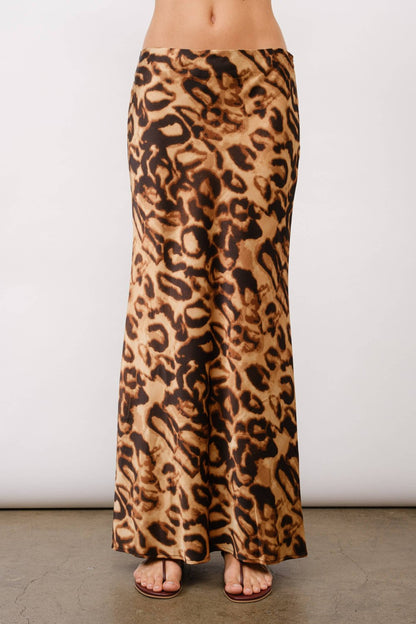 Chiara Leopard-Print Bias Maxi Skirt - leopard, trendy leopard, silk skirt