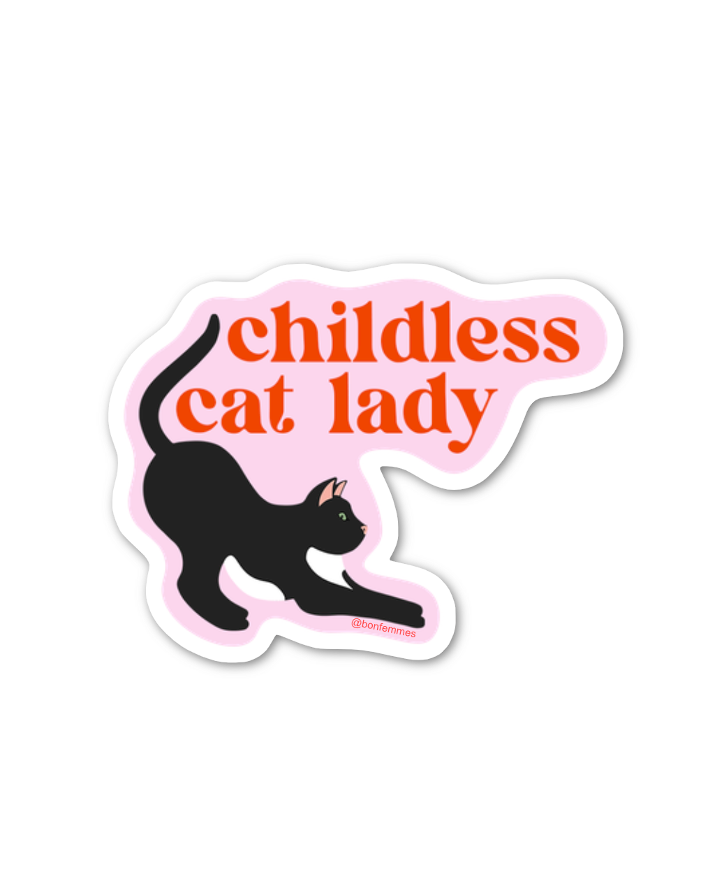 Childless Cat Lady Sticker, pink, cat