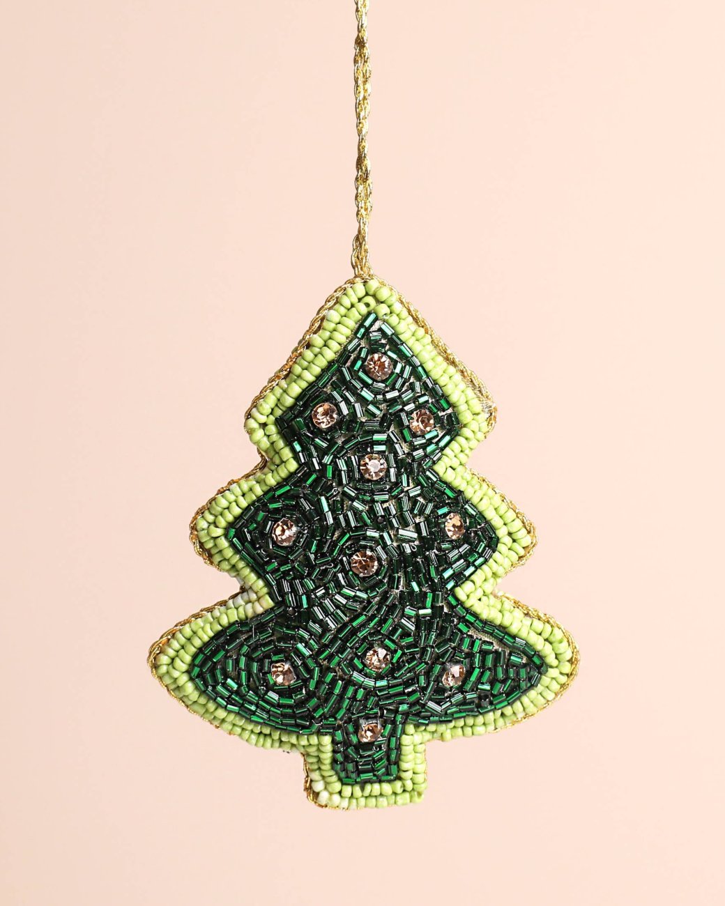 Green Christmas Tree Beaded Ornament