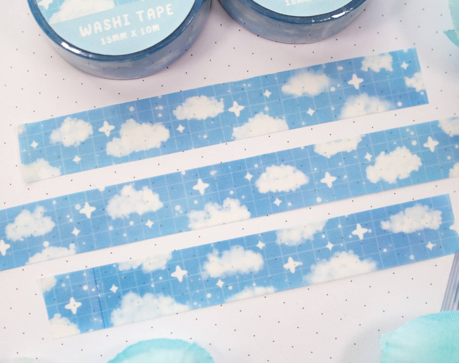 Washi tape with cloud design on a white background