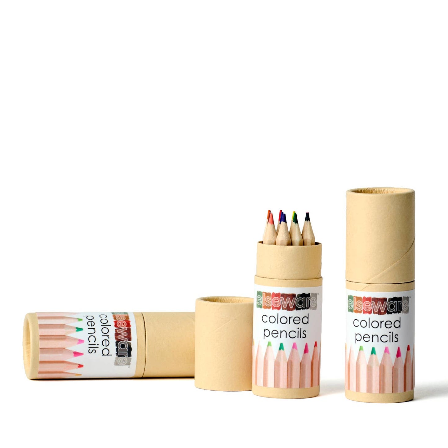 Sustainable colored pencil set in reusable packaging