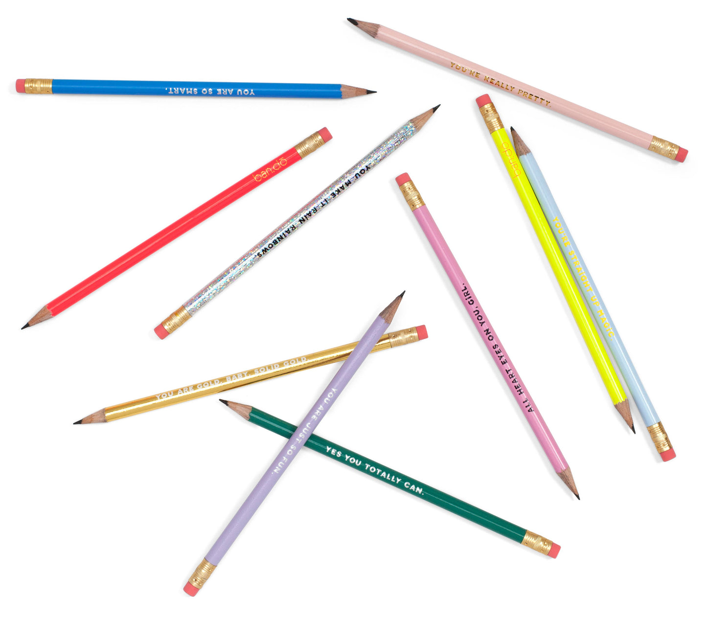 Assorted colored pencils on a white background
