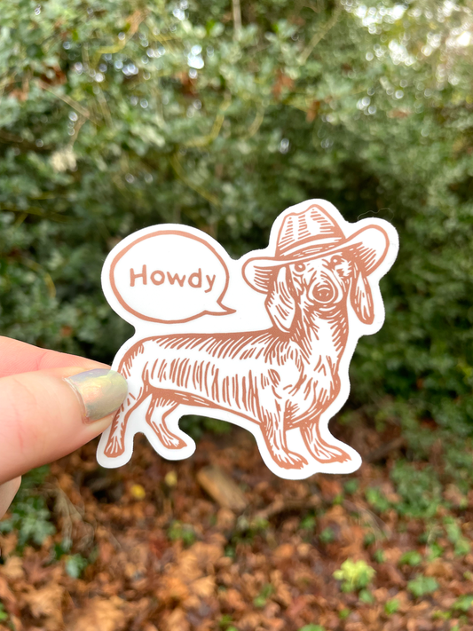 Cowboy Dachshund Sticker