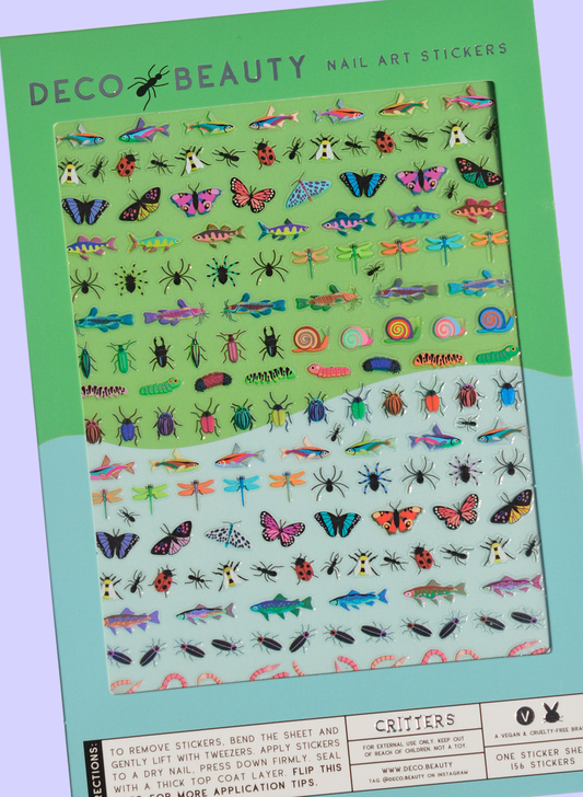 Critters Nail Art Stickers, butterfly, deco beauty, nail art, dragonfly, snail, bee