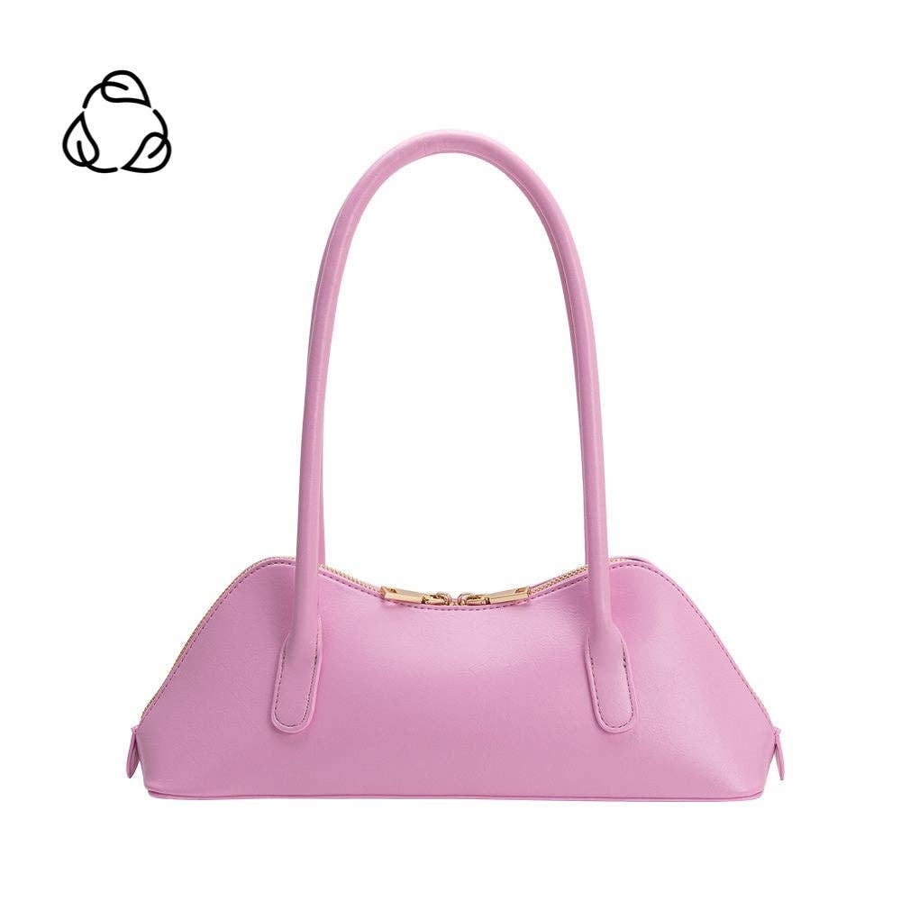 Pink handbag with a gold zipper on a white background, Dakota Pink Shoulder Bag Melie Bianco