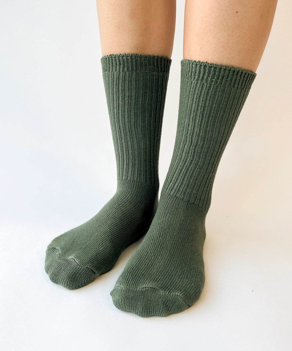 Dark Green Dyed Cotton Socks