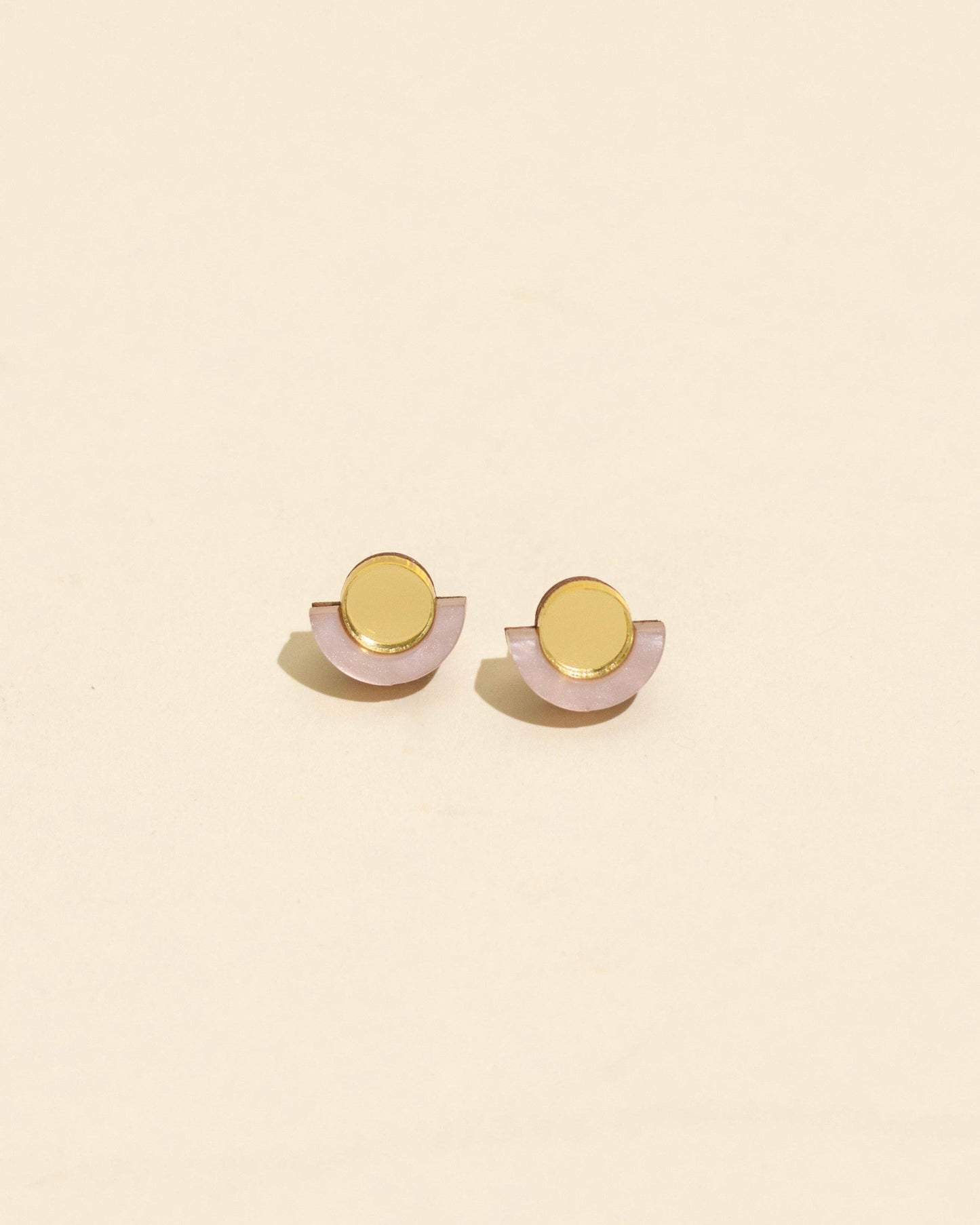 Demi Pink and Gold Stud Earrings