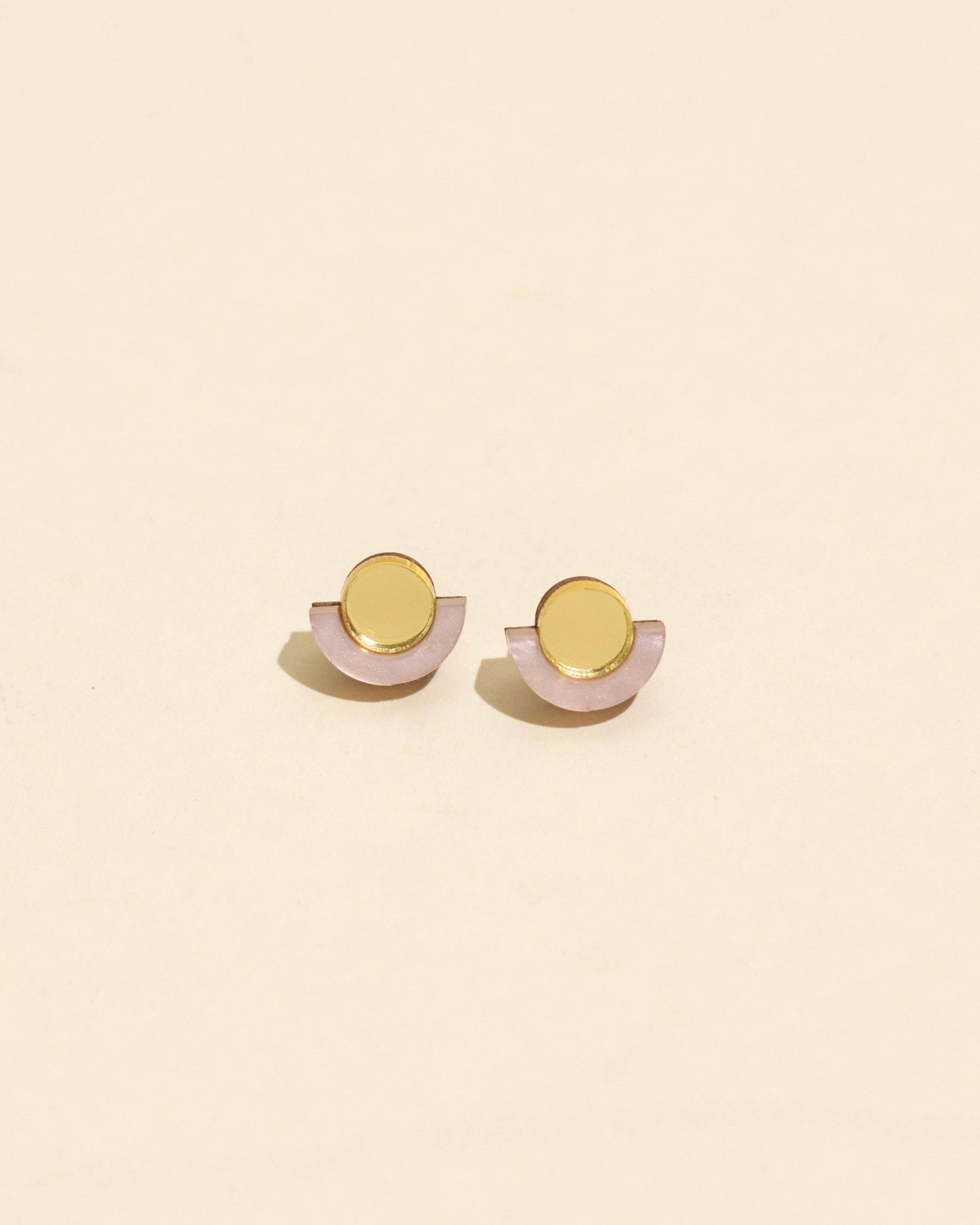 Demi Pink and Gold Stud Earrings