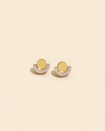 Demi Pink and Gold Stud Earrings