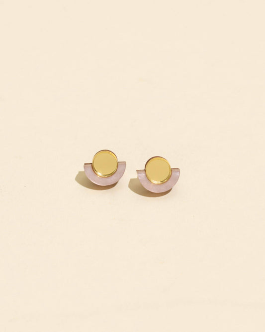 Demi Pink and Gold Stud Earrings