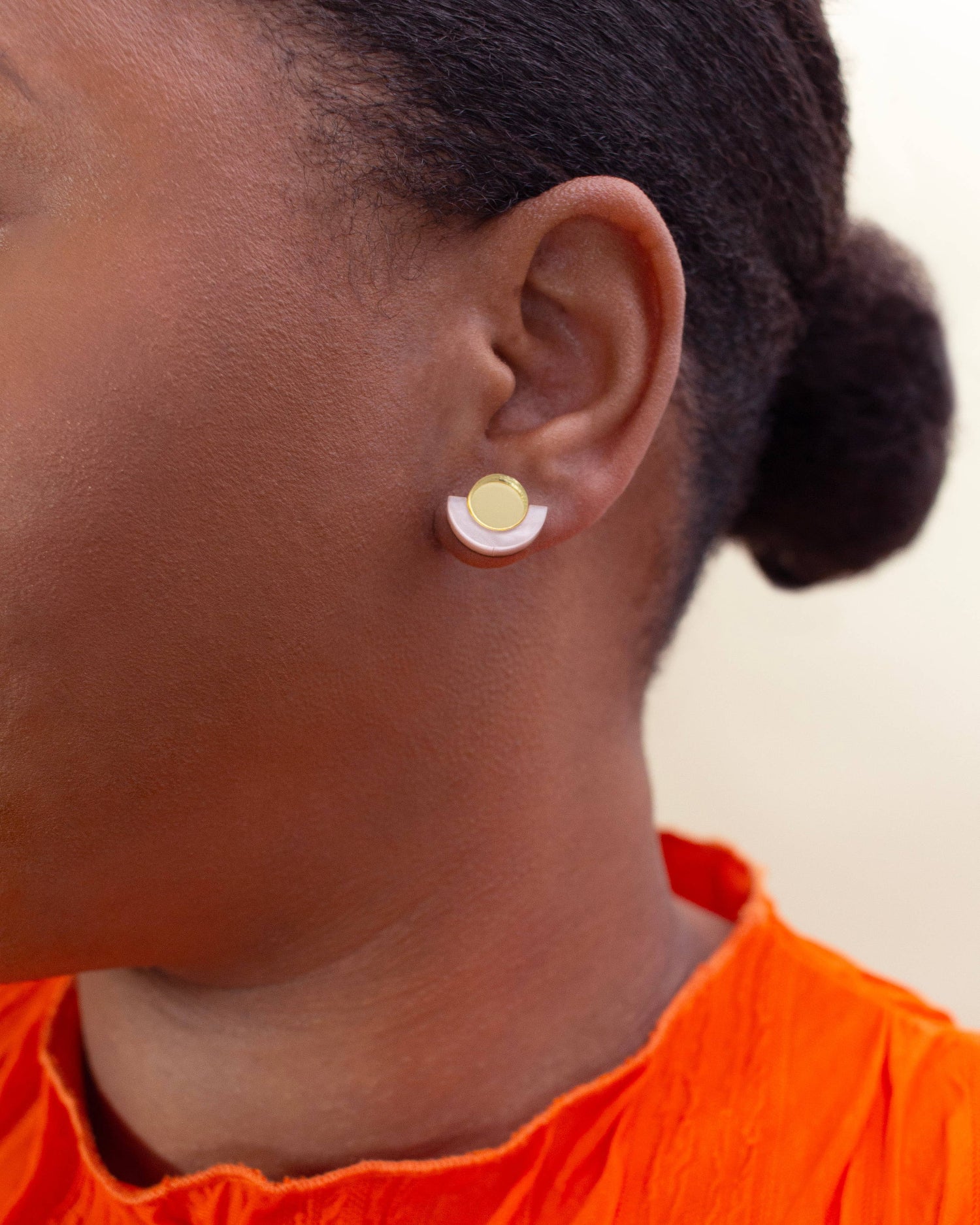 Demi Pink and Gold Stud Earrings