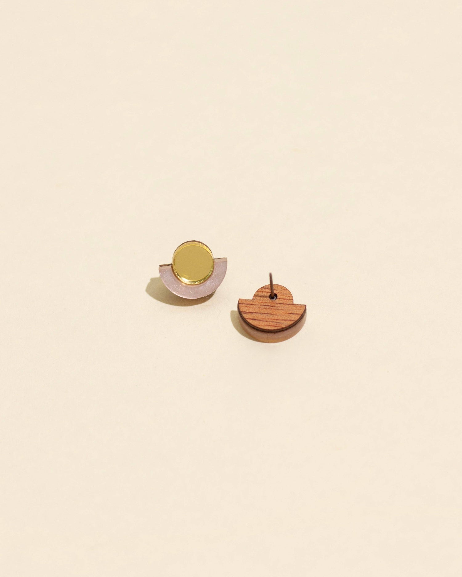 Demi Pink and Gold Stud Earrings