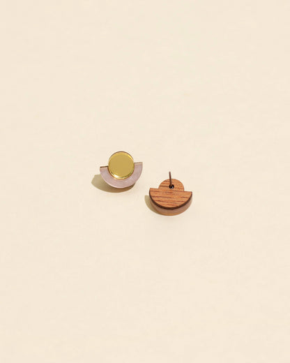 Demi Pink and Gold Stud Earrings
