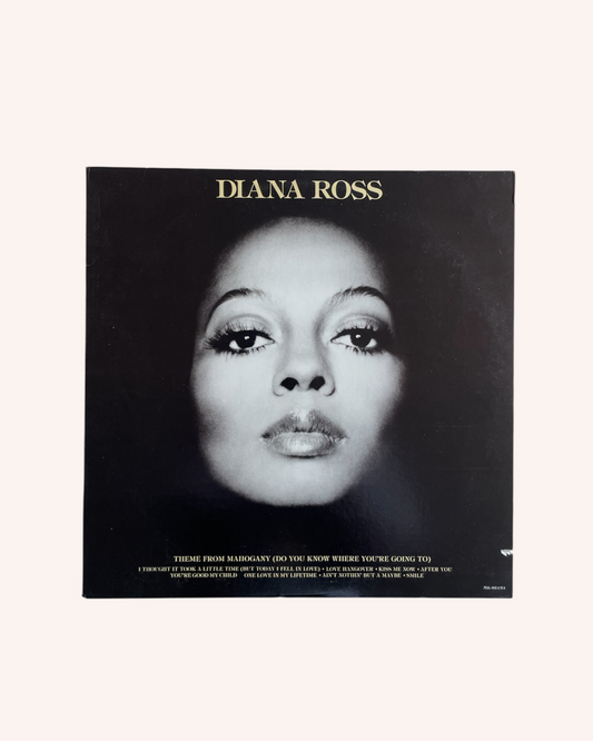 Vinyl record cover with a black and white portrait and 'Diana Ross' text on a light pink background, Diana Ross Motown Vinyl Record - Diana Ross