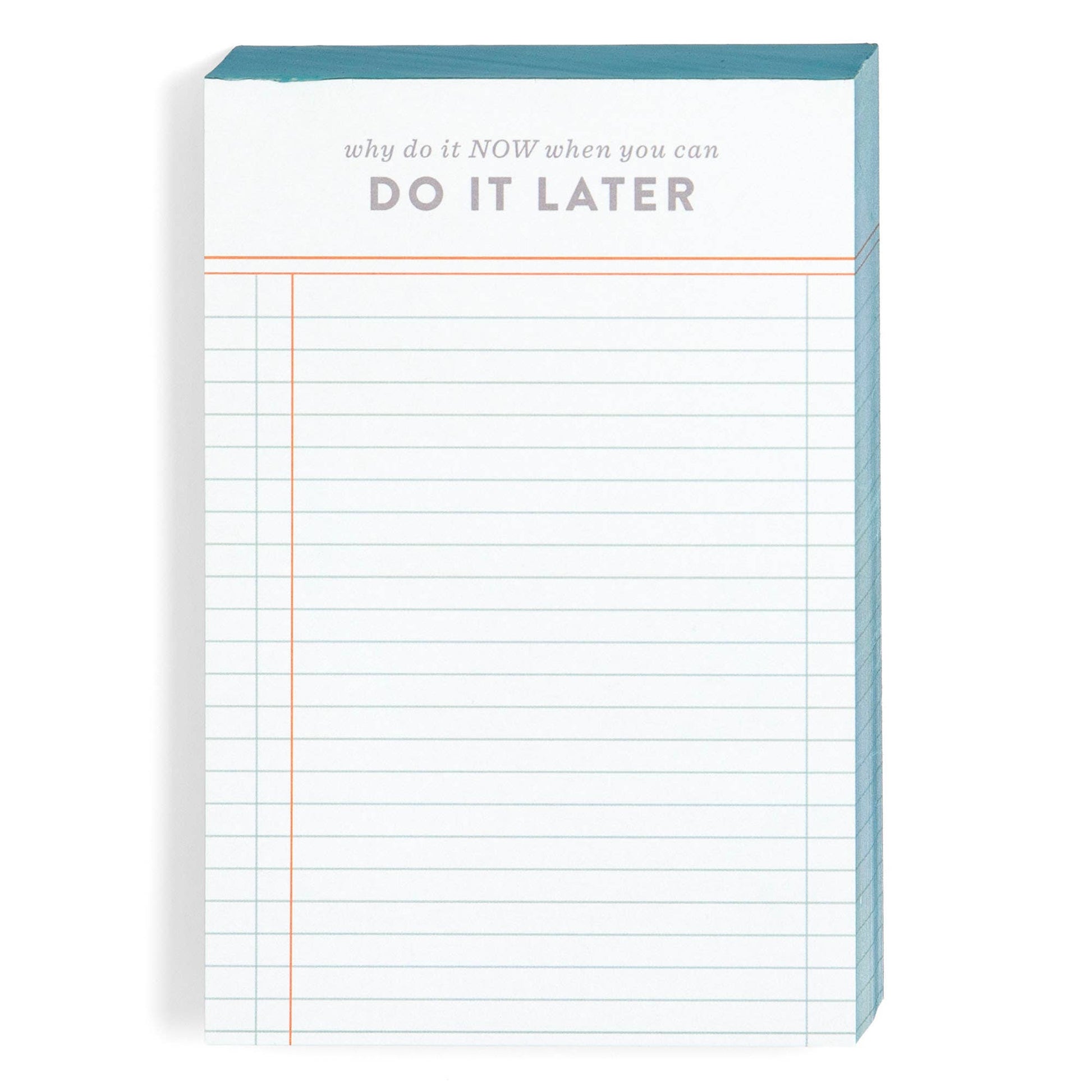 Notepad with grid paper and motivational text on a white background