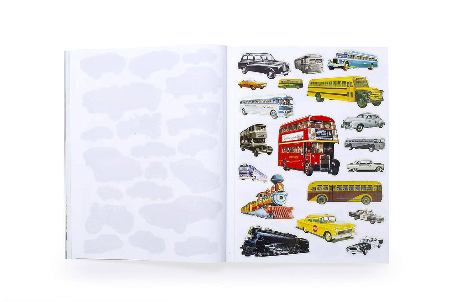 Collection of vintage vehicle illustrations on a white background