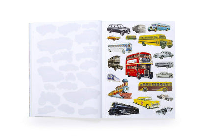 Collection of vintage vehicle illustrations on a white background