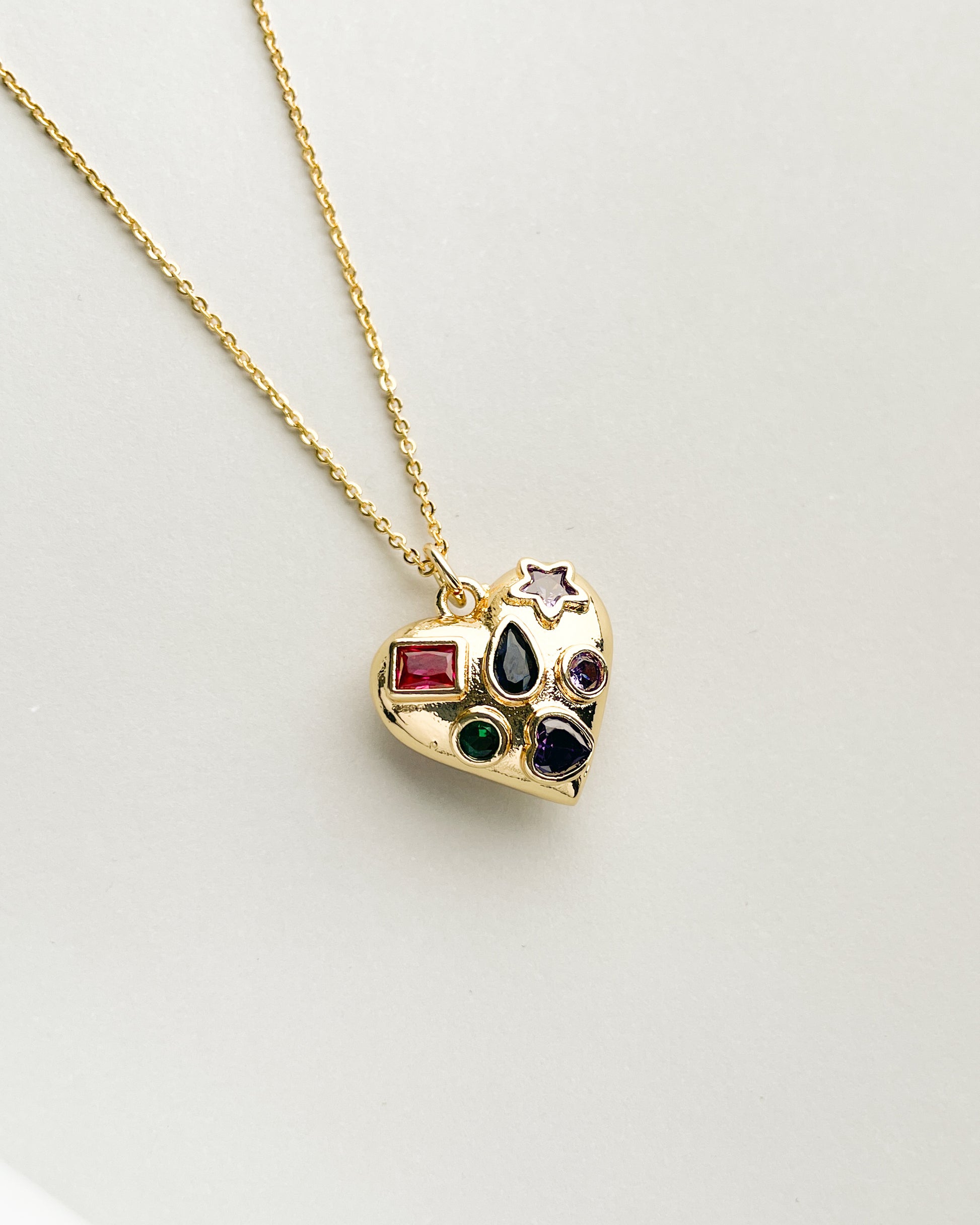 Rosalie Multi Color Stone Heart Necklace