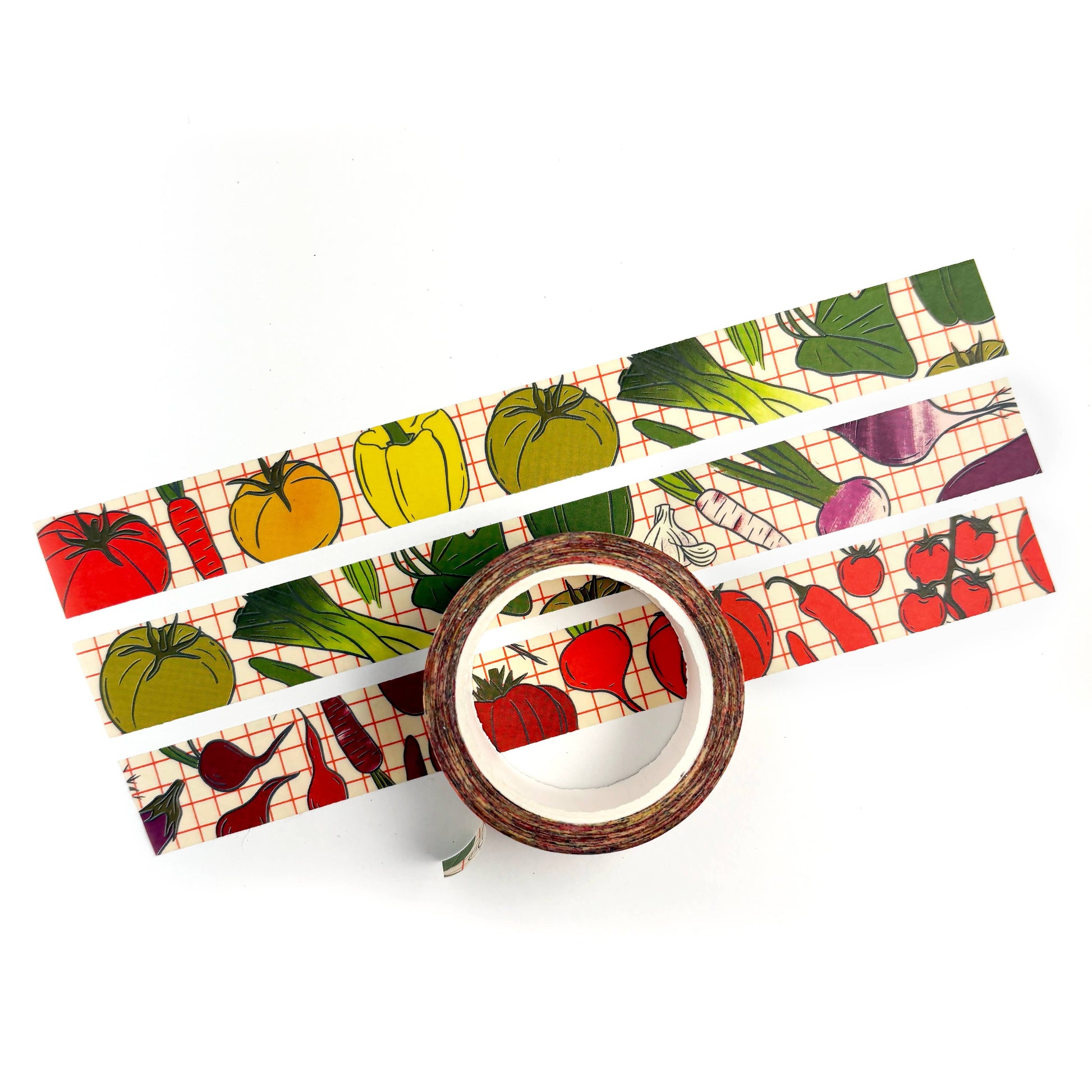 Washi tape with vegetable pattern on a white background