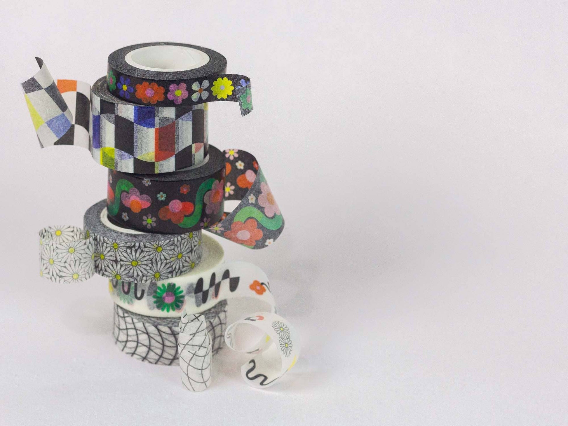 Fleurty Girl Black Retro Floral Washi Tape