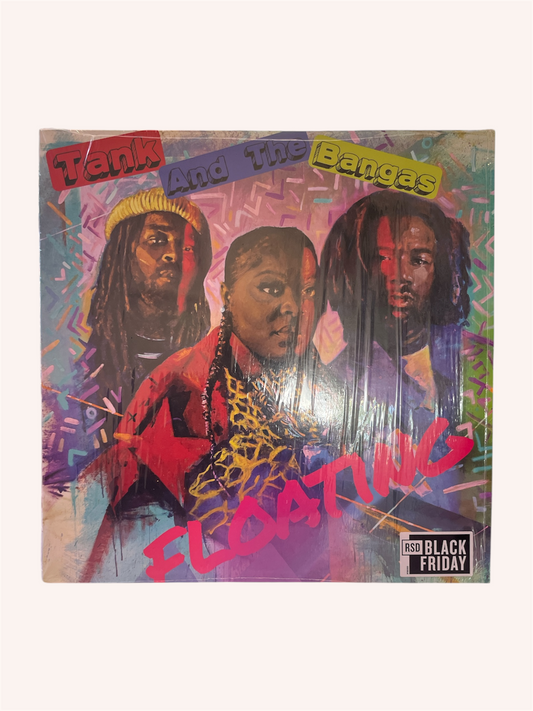 Vinyl record cover with three individuals and colorful design Floating Vinyl Record - Tank and the Bangas