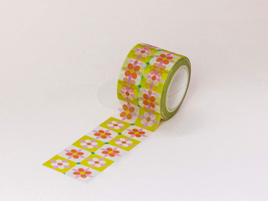 Roll of decorative tape with floral pattern on a white background