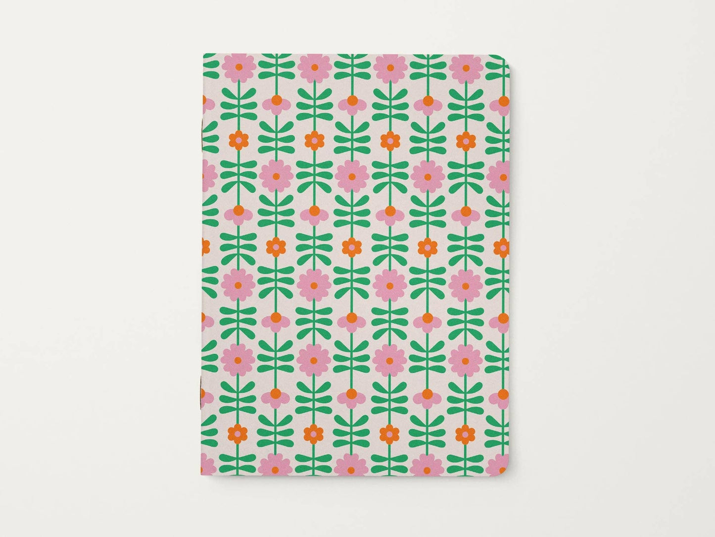 Floral patterned notebook on a white background