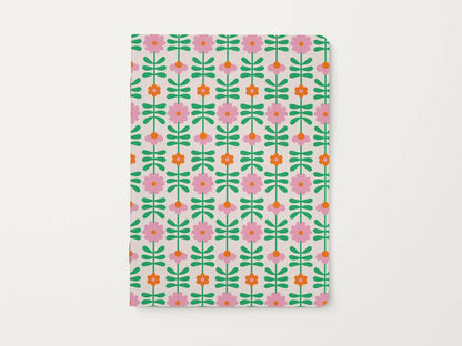 Floral patterned notebook on a white background