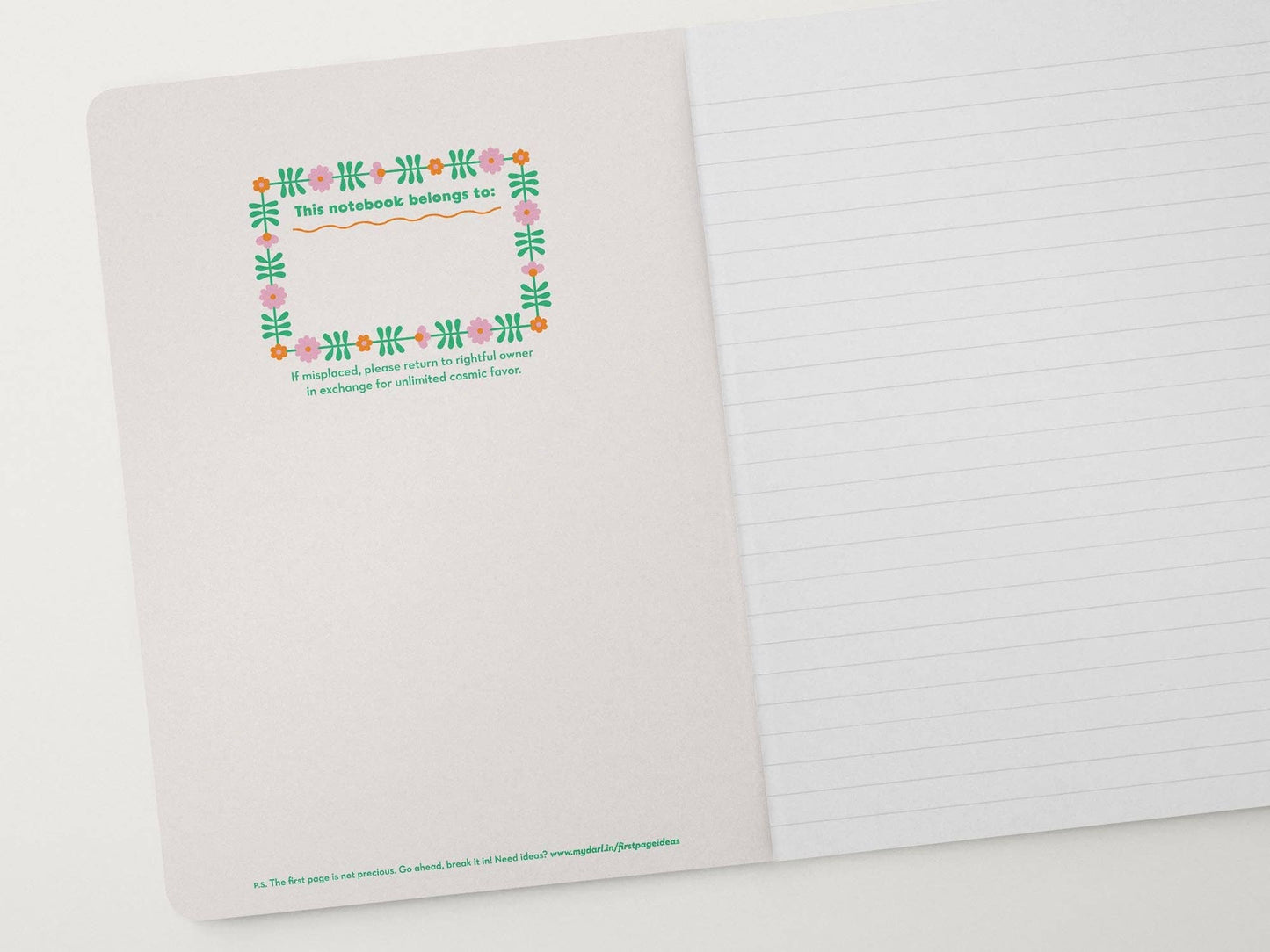 Notebook with decorative cover and lined pages on a white background, Flower Tower Retro Softcover Notebook