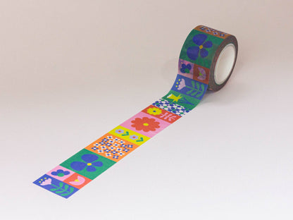 Colorful patterned tape on a white background