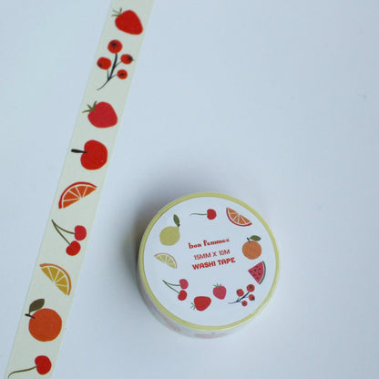 Fruity Medley Washi Tape, strawberry, cherry, orange, lemon, watermelon, bon femmes, tomoato