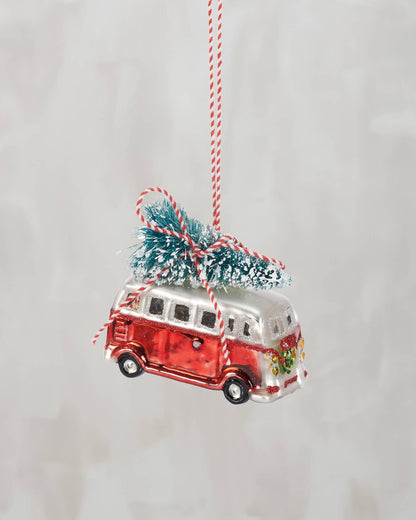 Glass Vintage Bus Ornament