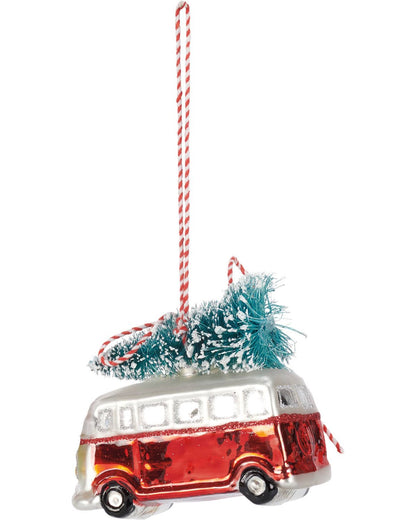 Glass Vintage Bus Ornament